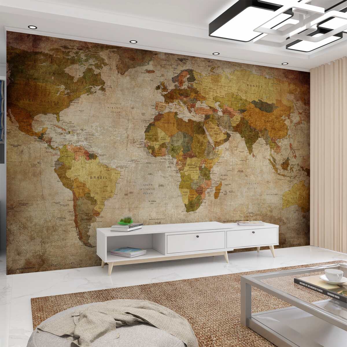 Fototapeta Mapa świata w odcieniach brązu