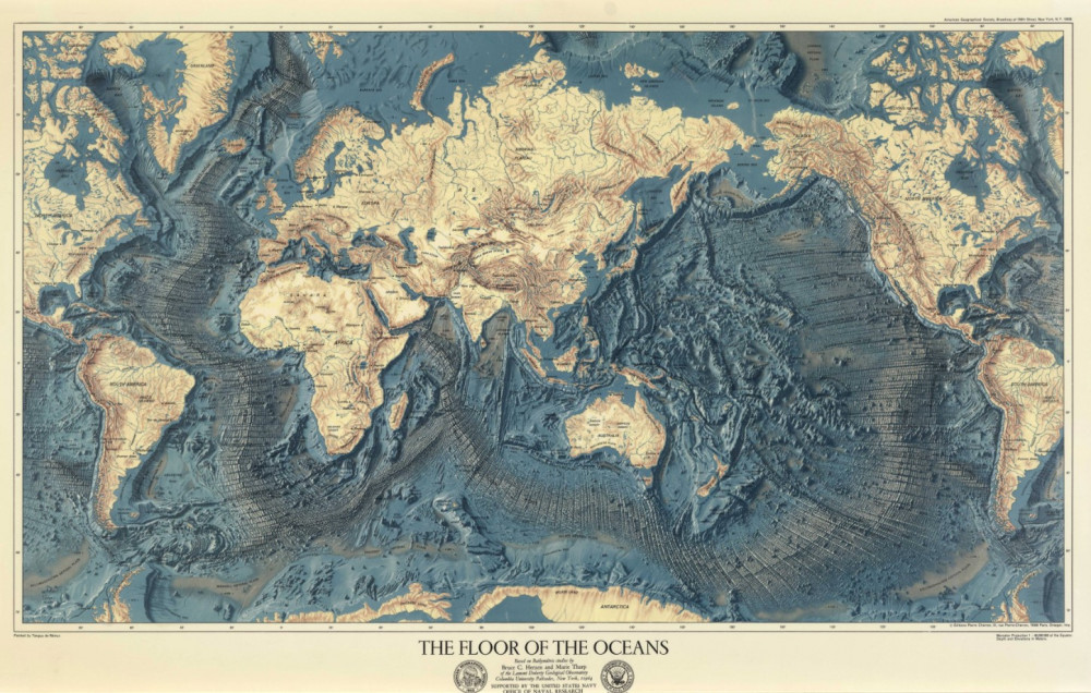 Fototapeta mapa reliefu oceanu
