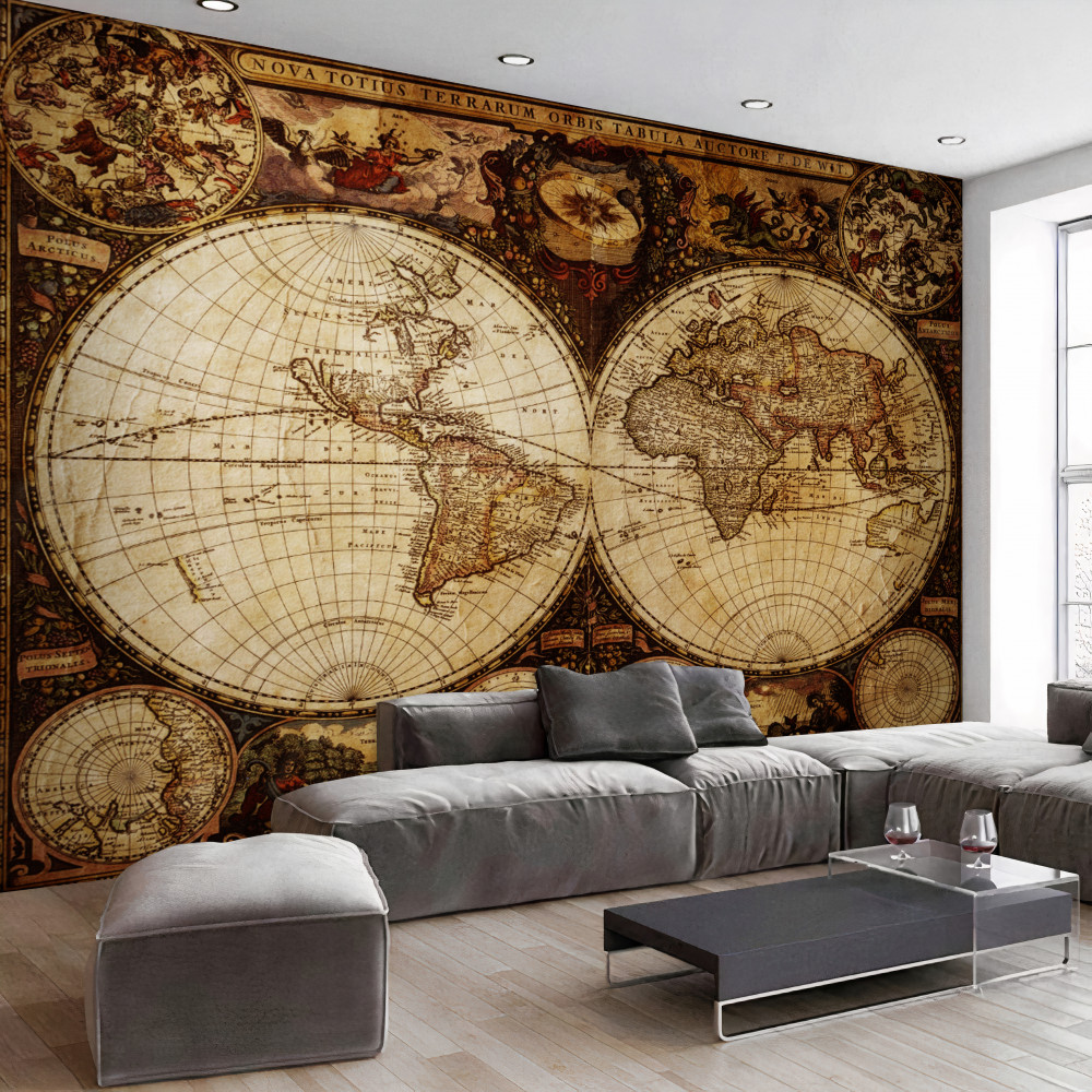 Fototapeta mapa starego świata w postaci dwóch półkul