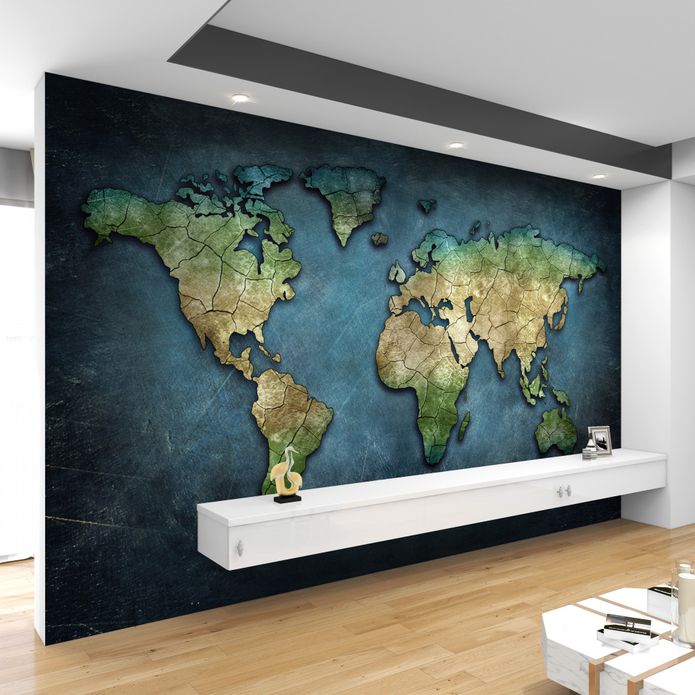 Fototapeta mapa świata na ścianie