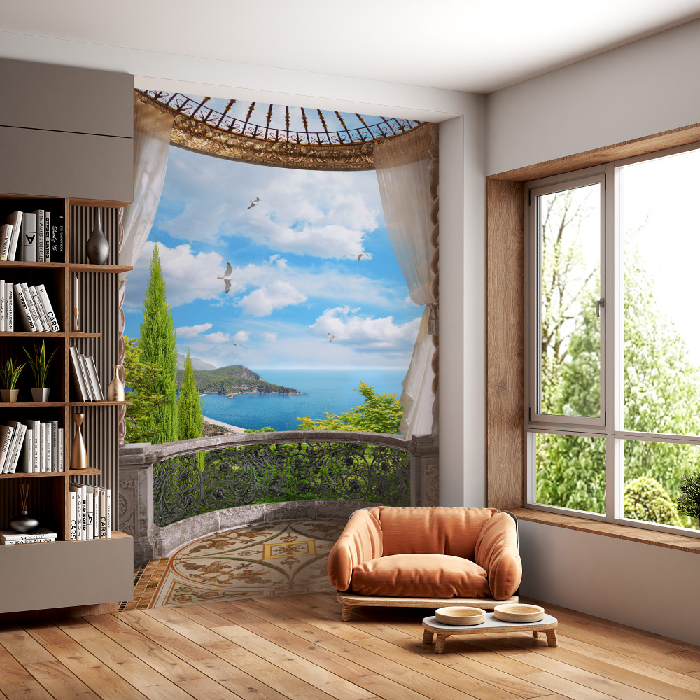Fototapeta balkon z widokiem na morze