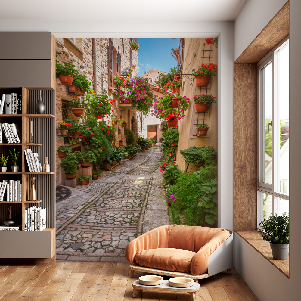 Fototapeta kamienna ścieżka na starożytnej ulicy