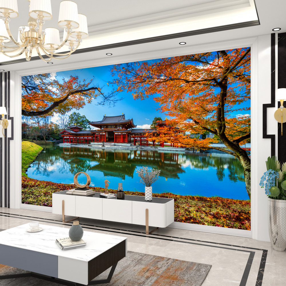 Fototapeta Japoński park w jesiennym odbiciu