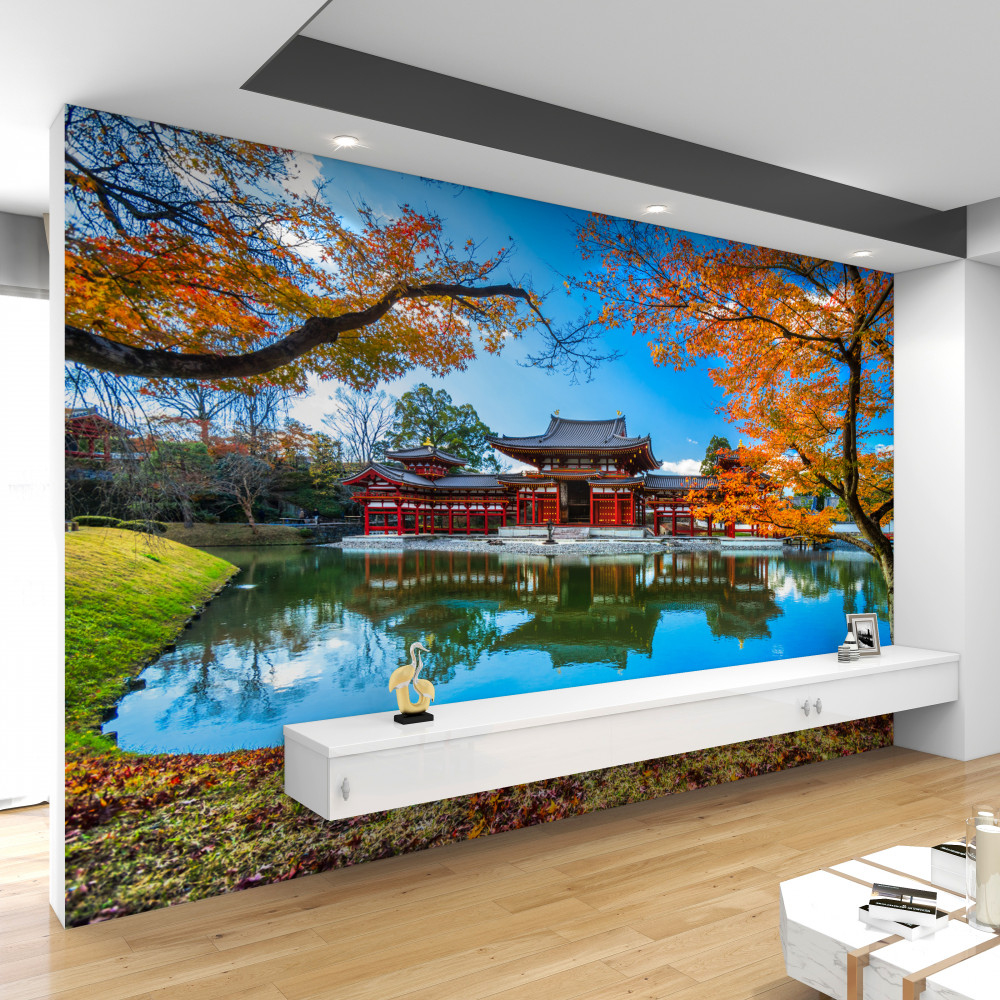 Fototapeta Japoński park w jesiennym odbiciu