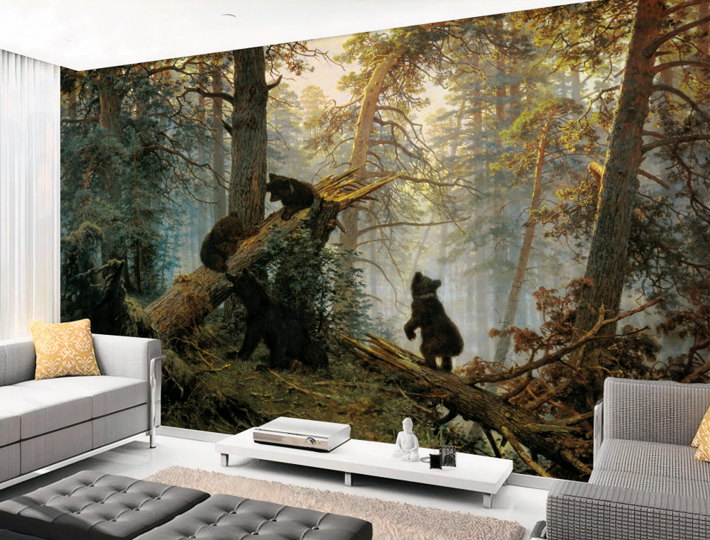 Fototapeta poranek w sosnowym lesie