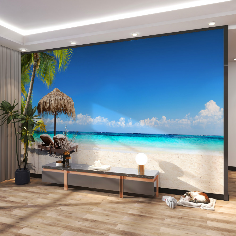 Fototapeta leżak z leżakami na plaży