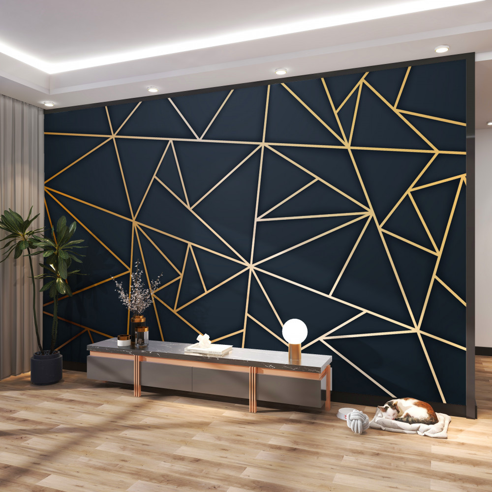 Fototapeta złote linie tworzące figury