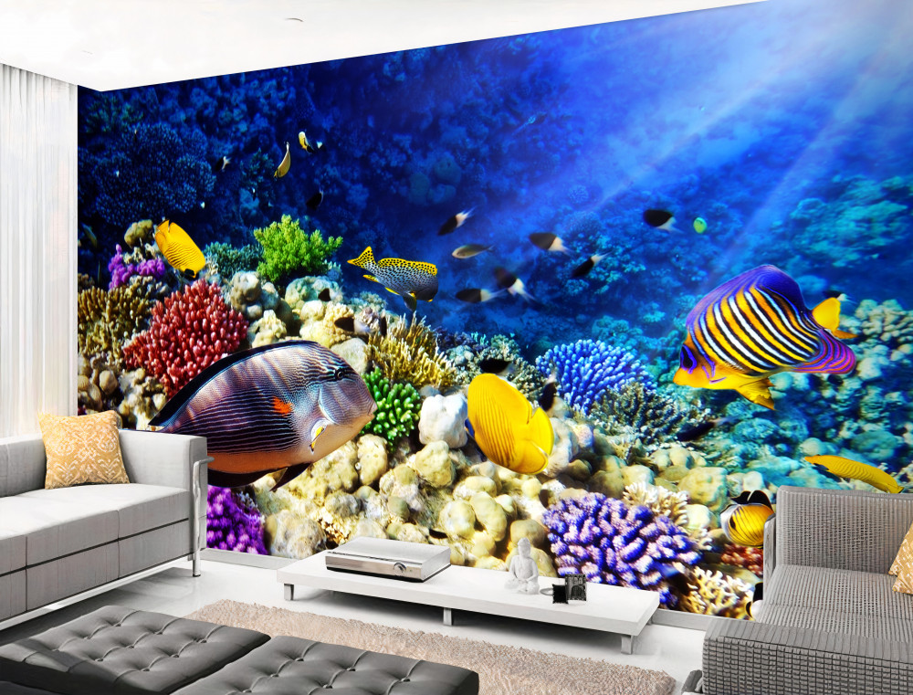 Fototapeta promień światła przebija dno oceanu