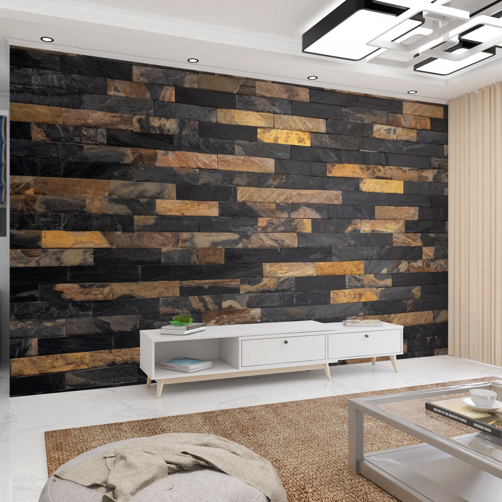 Fototapeta czarny i złoty poziomy kamień