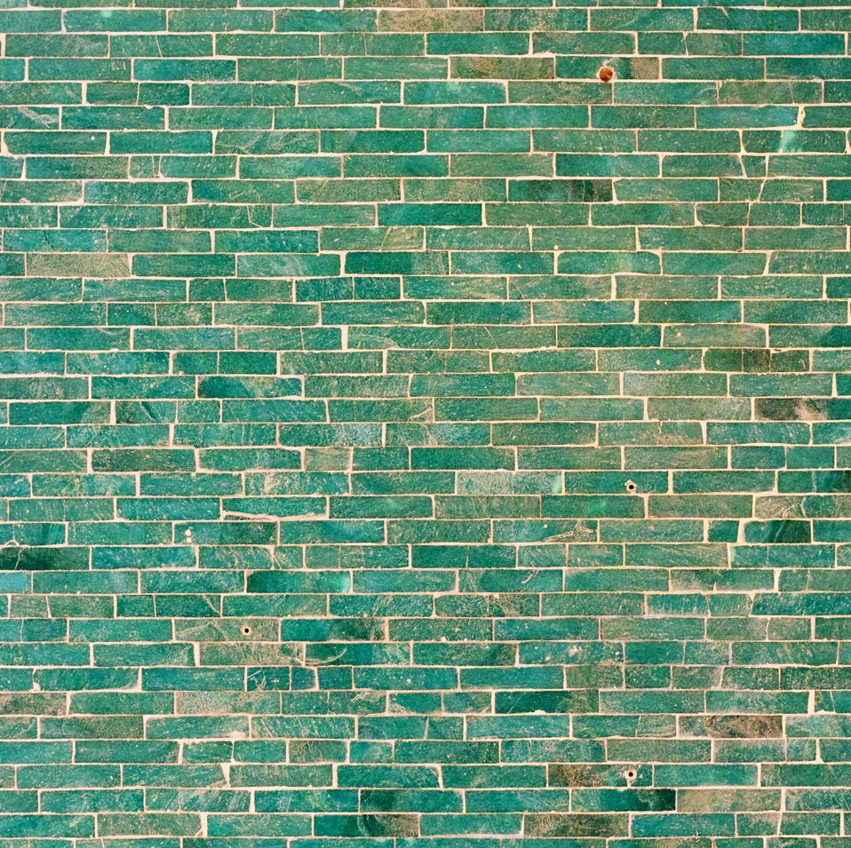 Fototapeta ściana z cegły pomalowana na zielono