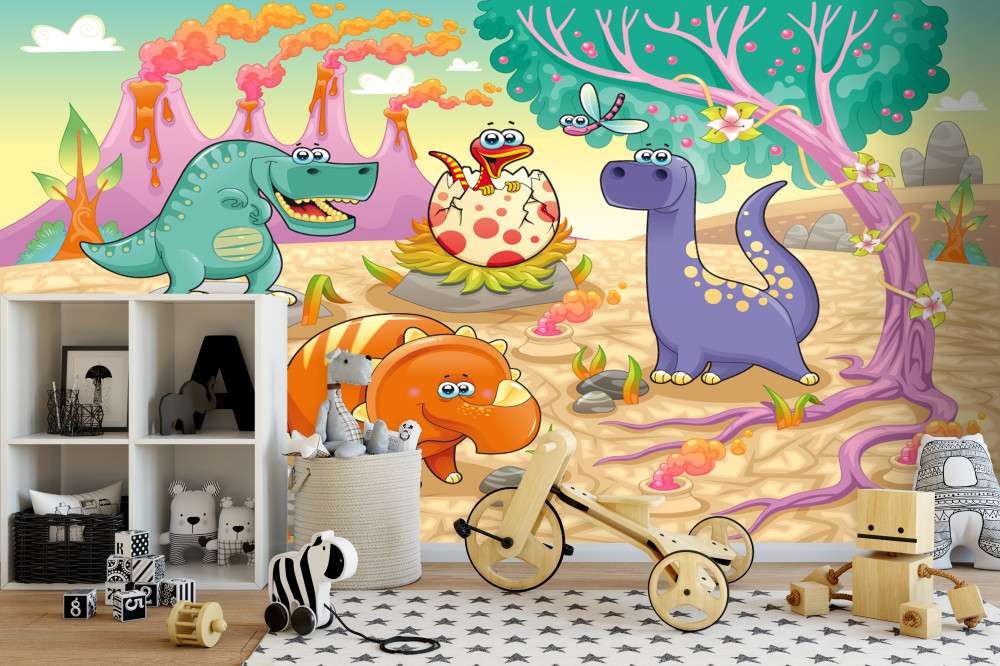 Fototapeta dinozaury na trawniku