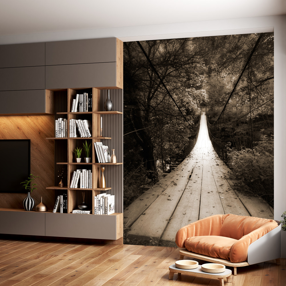 Fototapeta drewniany most nad wodą w lesie