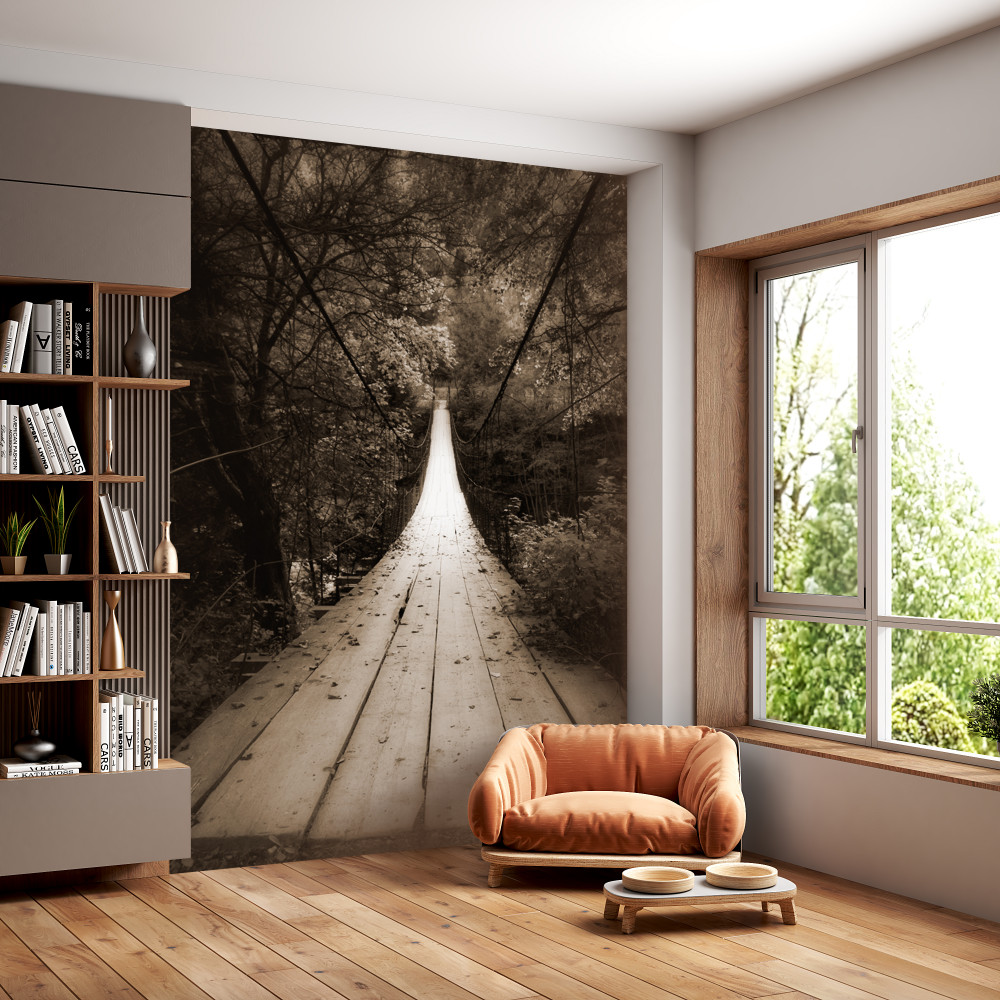 Fototapeta drewniany most nad wodą w lesie