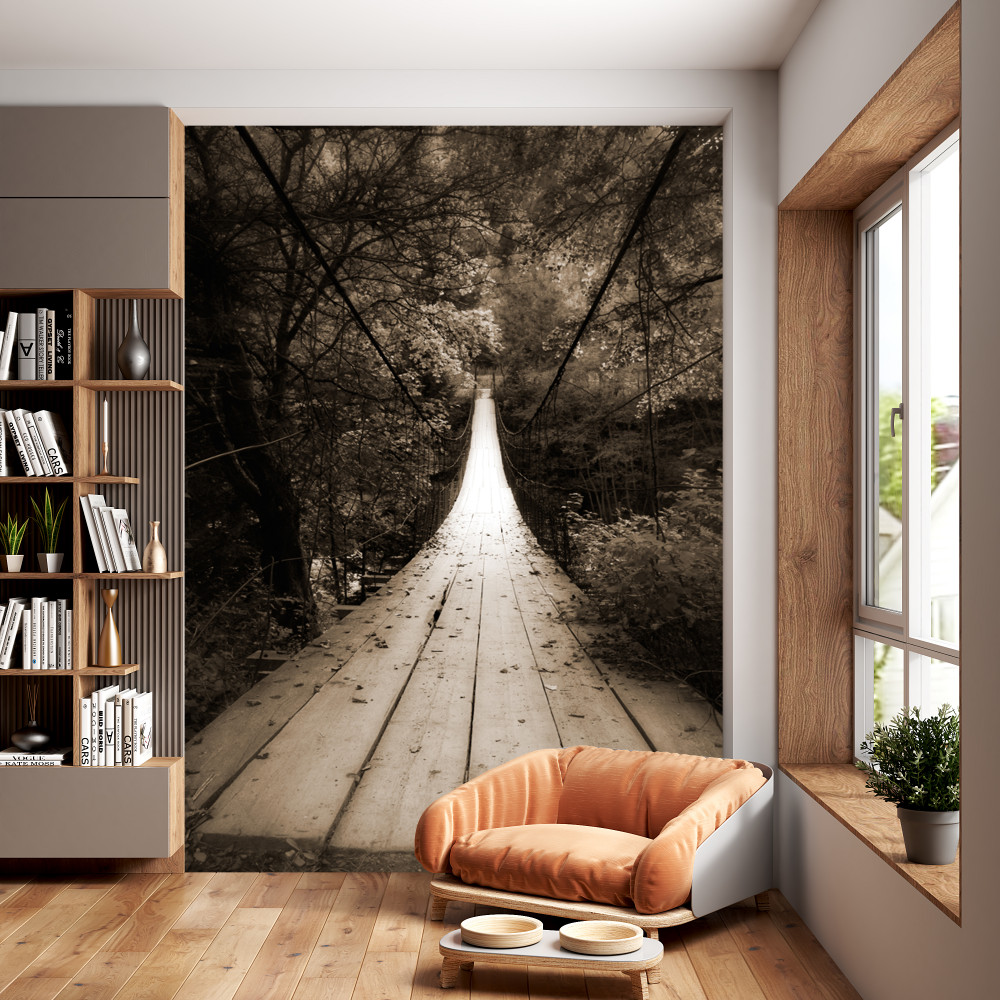 Fototapeta drewniany most nad wodą w lesie