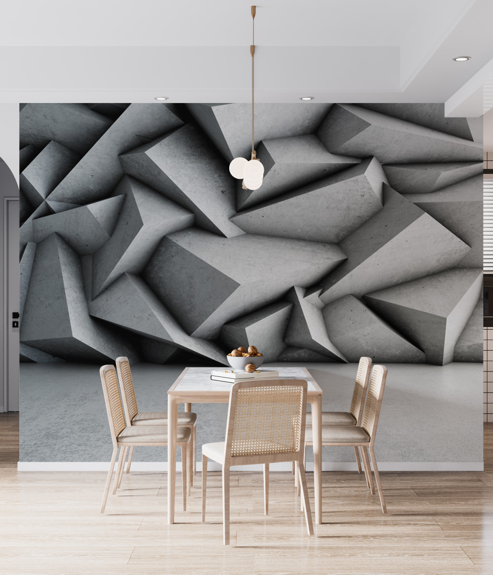 Fototapeta wolumetryczne figury 3D na szarym tle