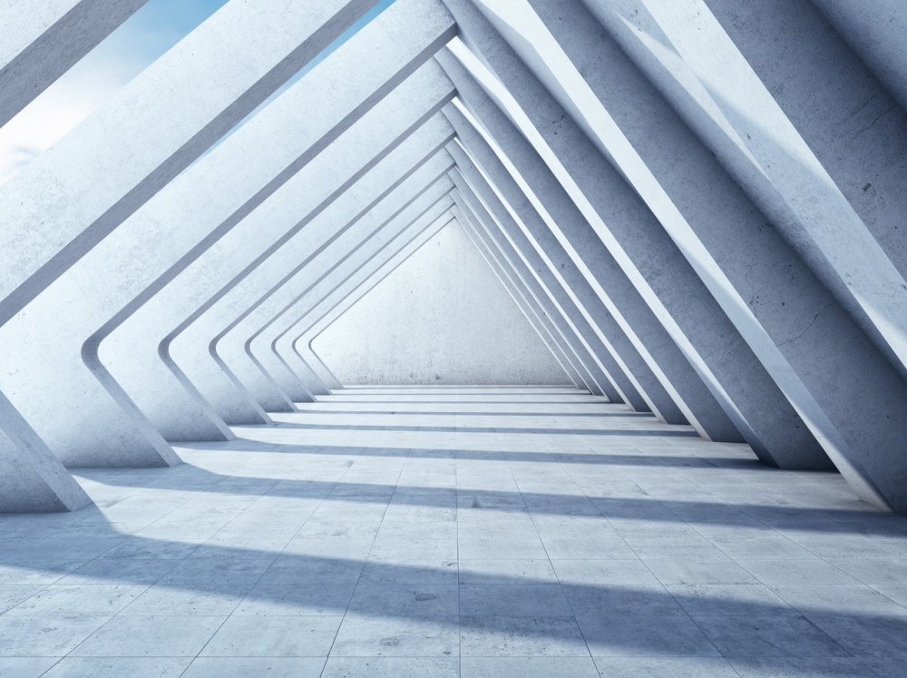Fototapeta niekończący się tunel trójkątnych łuków