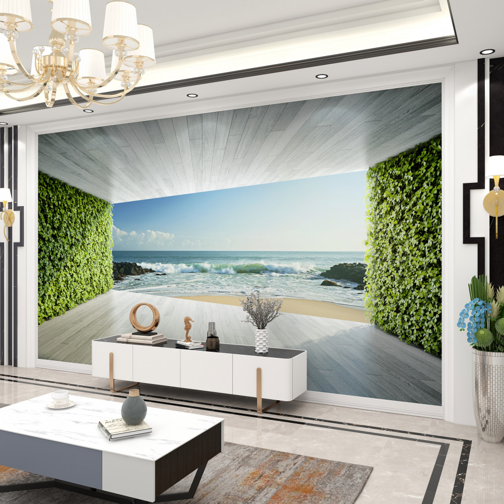 Fototapeta elegancki zielony balkon z dostępem do wybrzeża