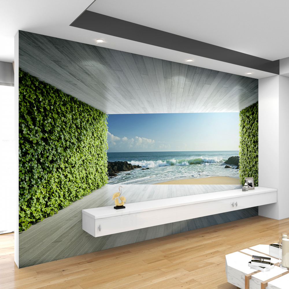 Fototapeta elegancki zielony balkon z dostępem do wybrzeża