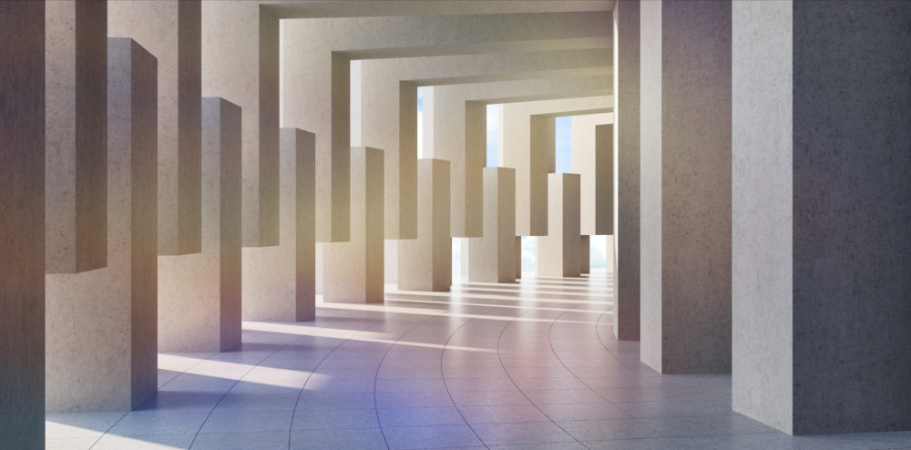 Fototapeta tunel z łukami rozciągającymi się w nieskończoność