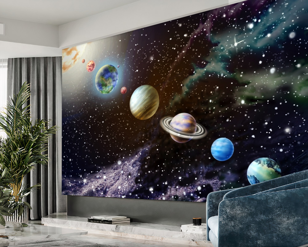 Fototapeta planety w przestrzeni na jednej linii