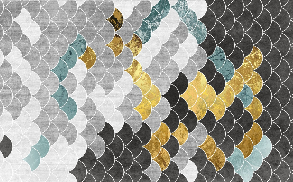Fototapeta czarno-białe geometryczne kształty ze złotymi akcentami