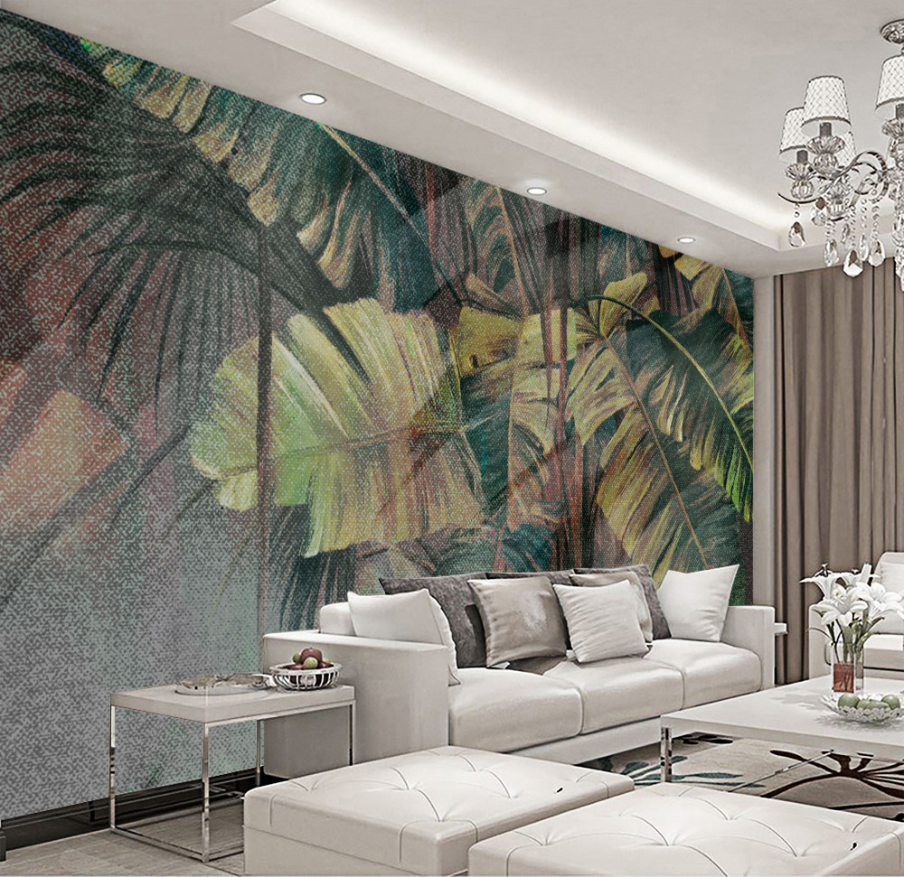 Fototapeta grube liście palm w deszczu