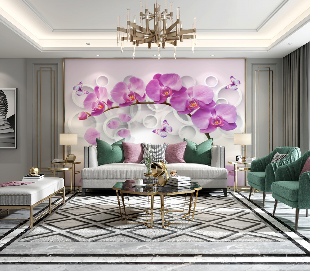 Fototapeta gałąź dużej orchidei z kwiatami