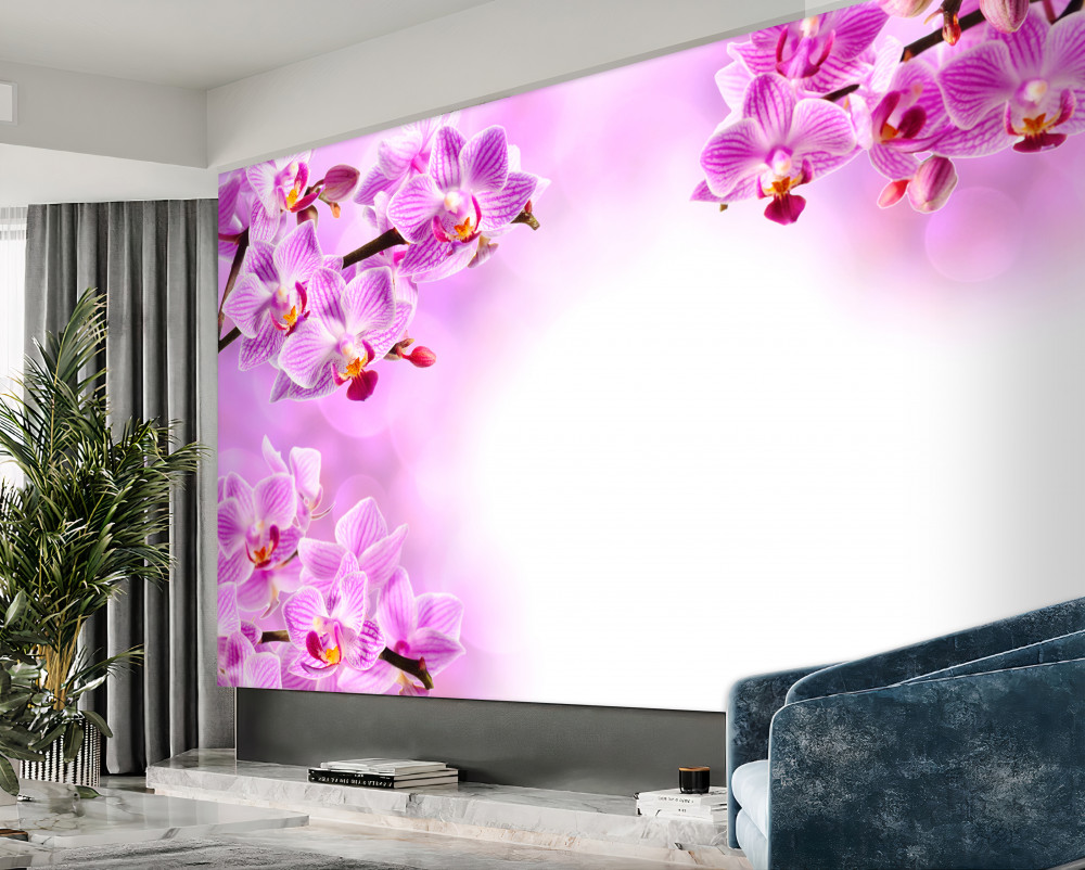 Fototapeta gałęzie kwitnącej liliowej orchidei