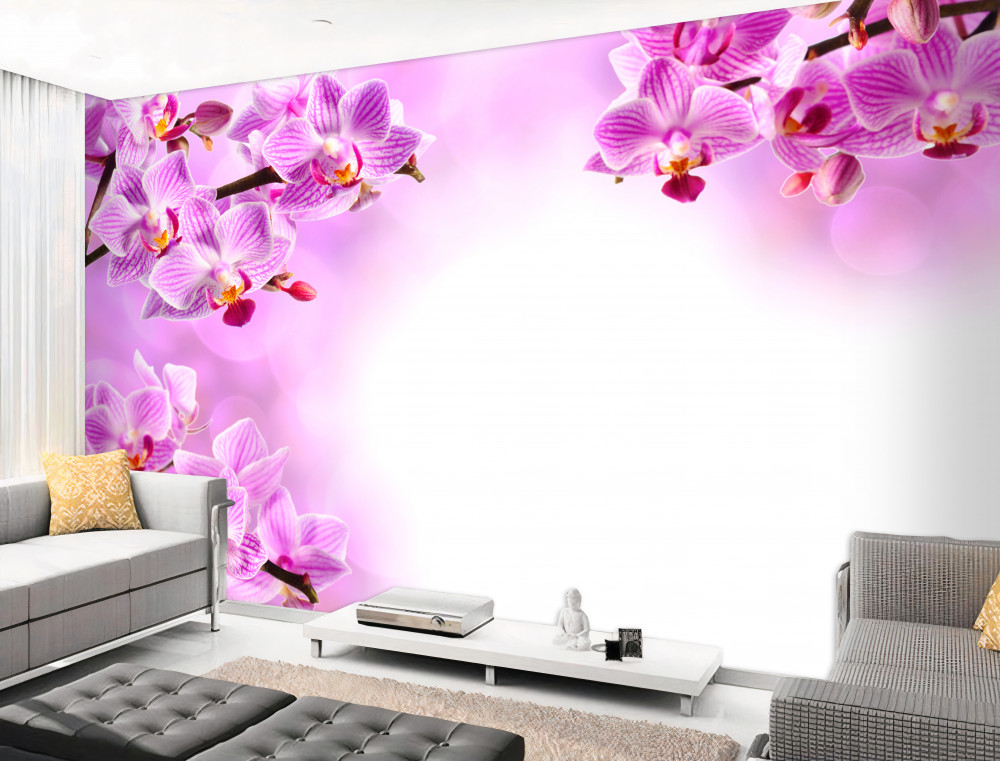Fototapeta gałęzie kwitnącej liliowej orchidei