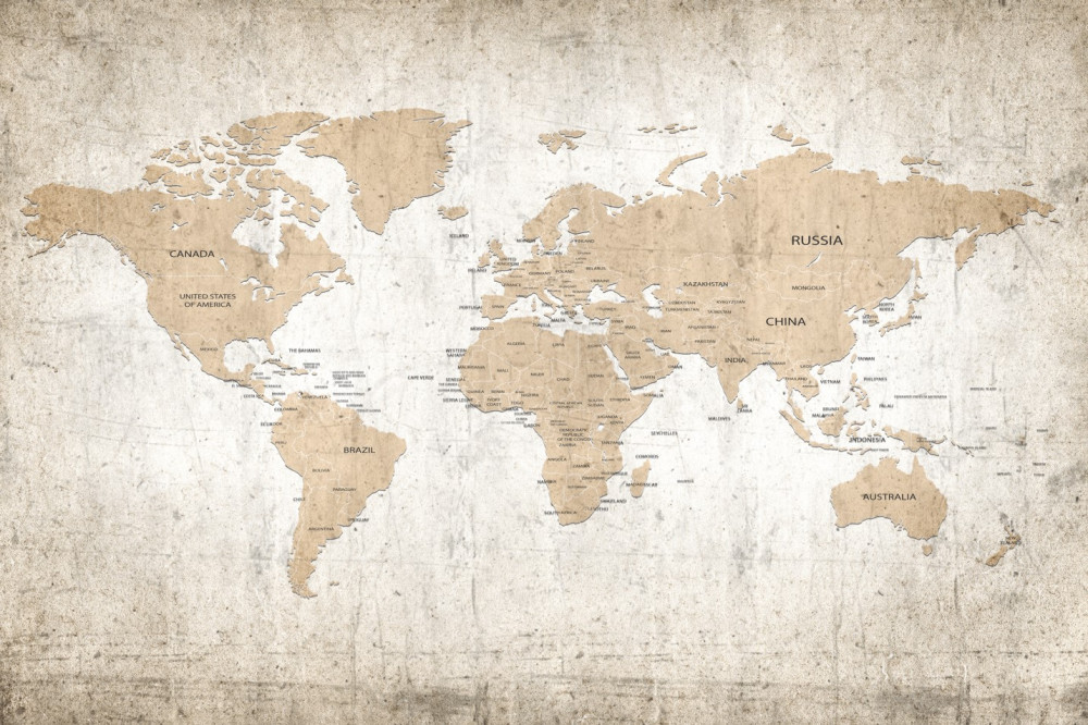 Fototapeta skromna mapa świata na ścianie