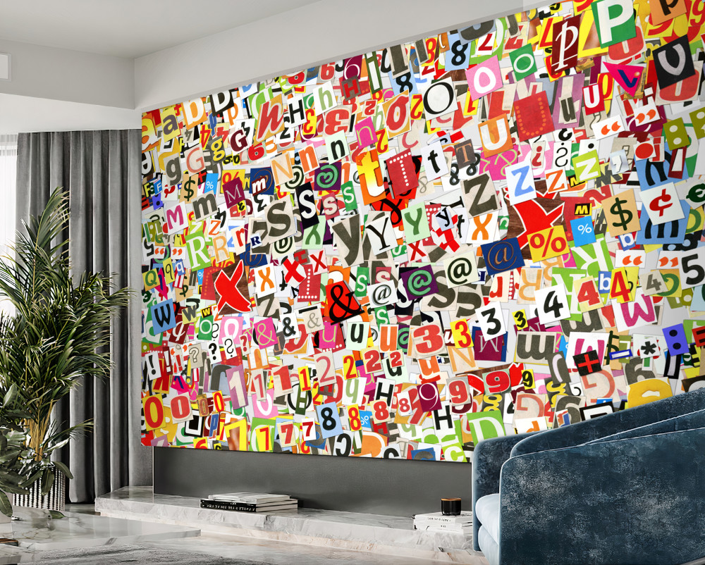 Fototapeta mnóstwo liter i cyfr graffiti