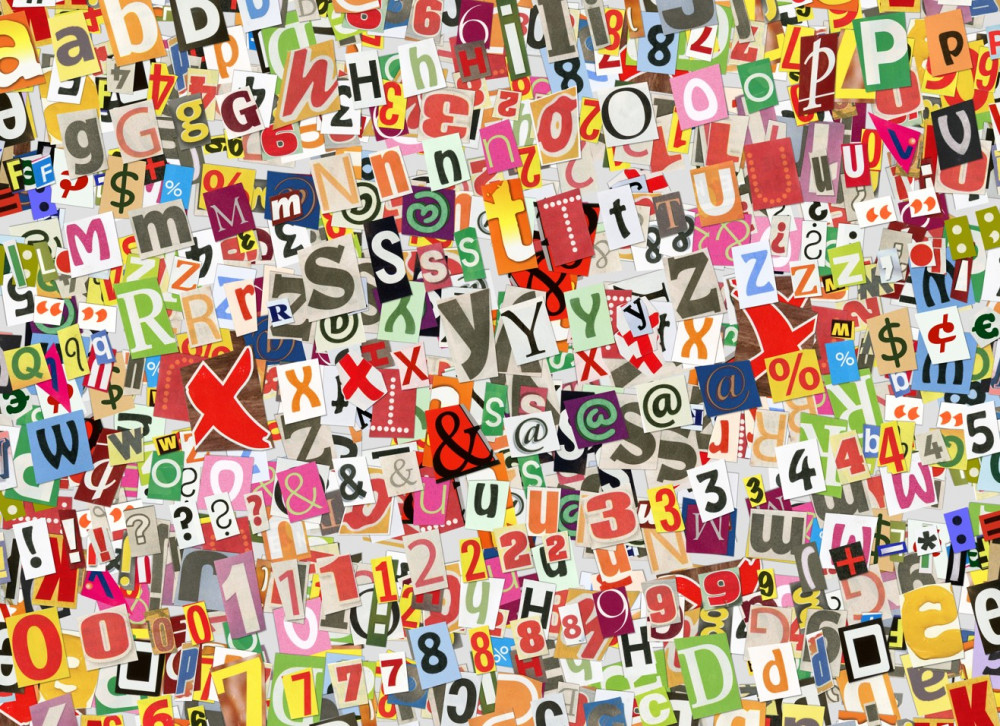 Fototapeta mnóstwo liter i cyfr graffiti