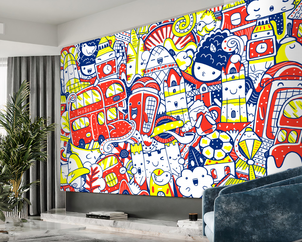 Fototapeta graffiti na kolorowej ścianie