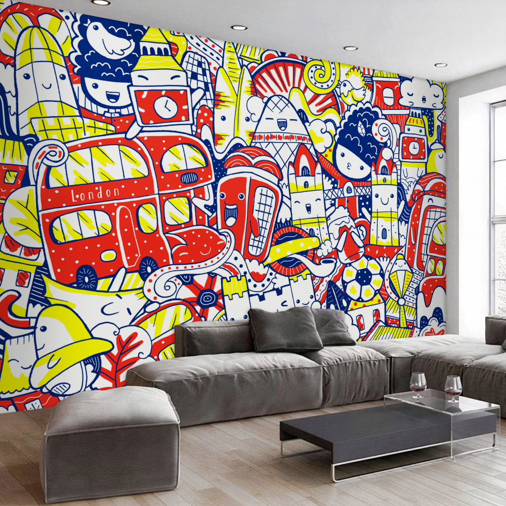 Fototapeta graffiti na kolorowej ścianie