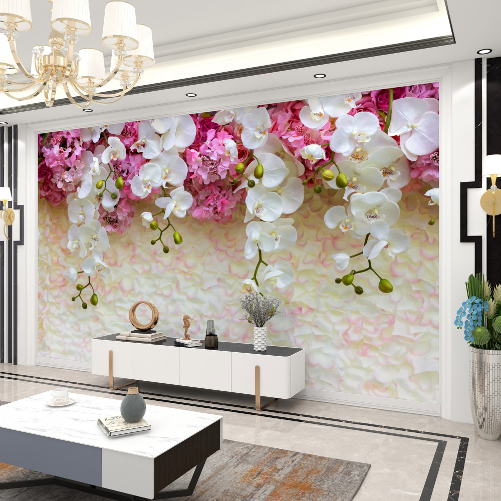 Fototapeta biała orchidea kwitnąca w dół