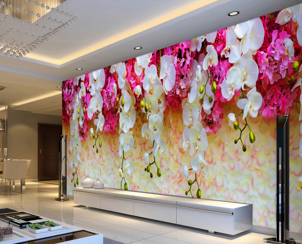 Fototapeta spadające kwiaty orchidei
