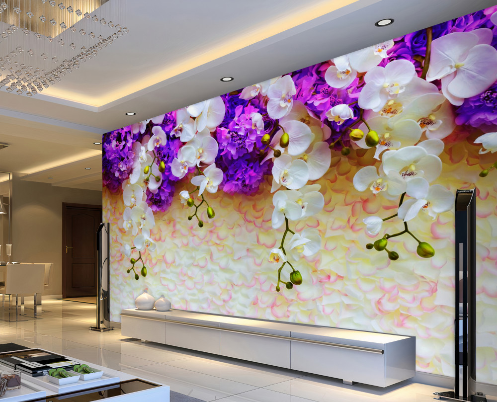 Fototapeta białe kwiaty orchidei i kwiaty bzu