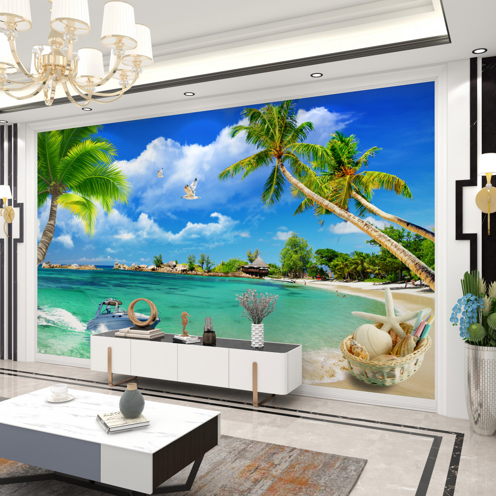 Fototapeta jacht płynie w kierunku plaży wyspy