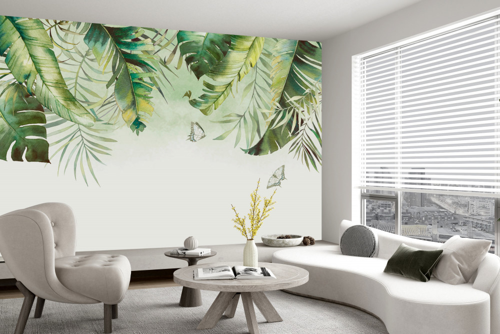 Fototapeta motyle wśród zieleni palm