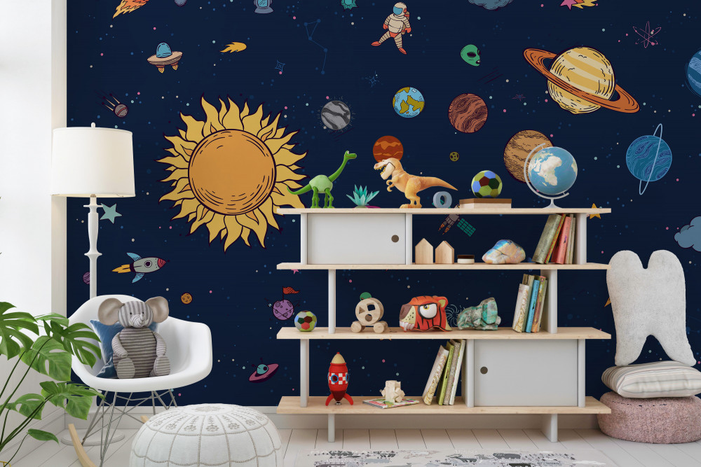Fototapeta człowiek w kosmosie wśród planet