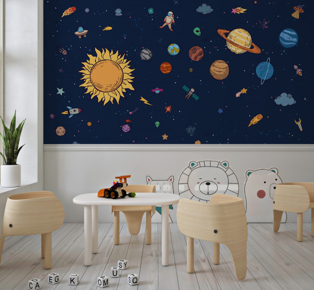 Fototapeta człowiek w kosmosie wśród planet