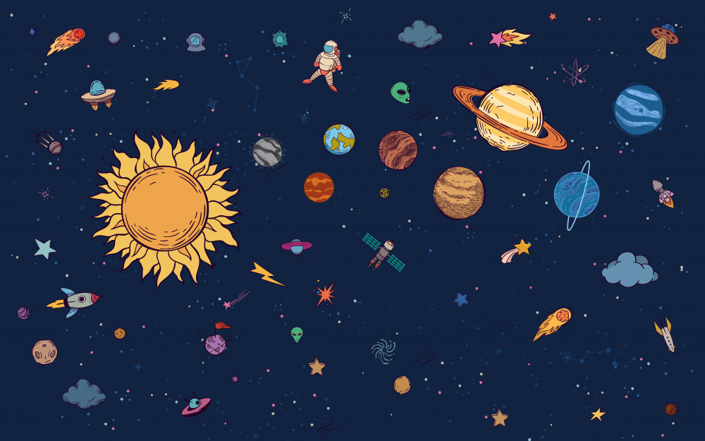 Fototapeta człowiek w kosmosie wśród planet