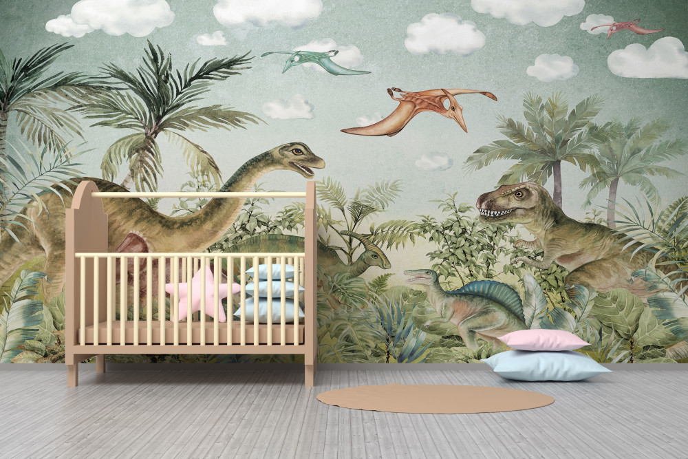 Fototapeta dinozaury na zielono