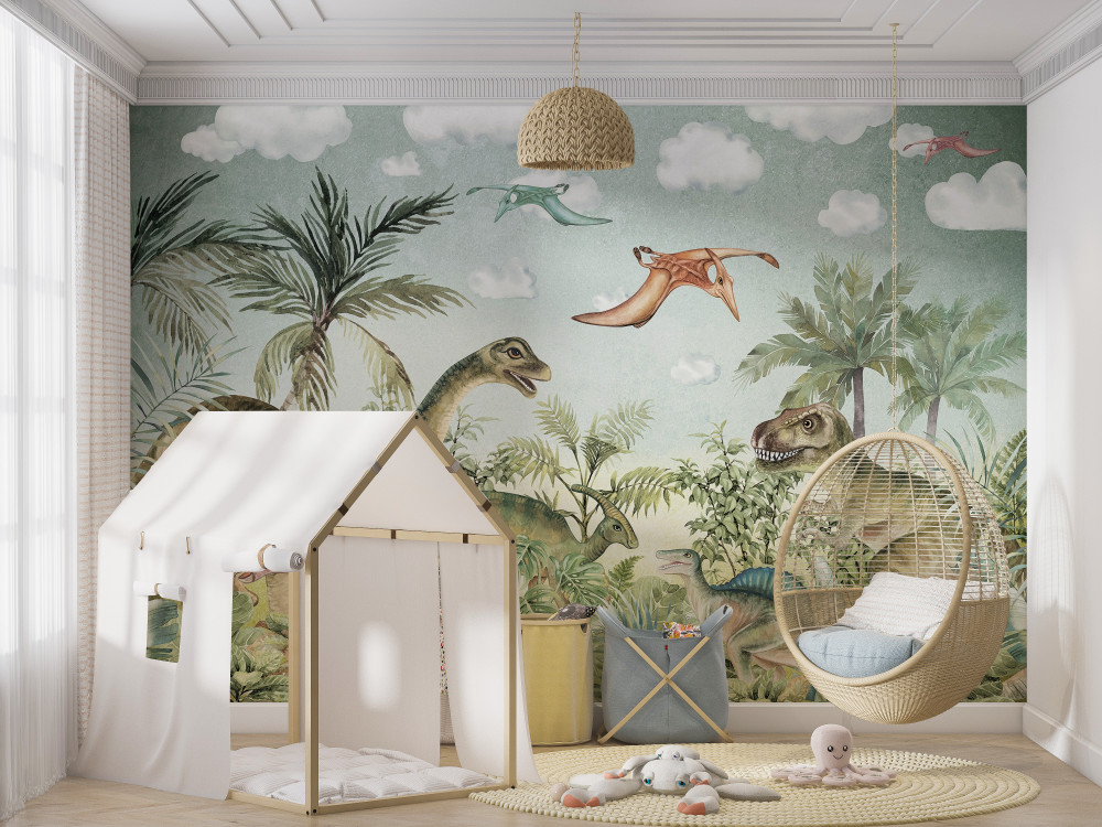 Fototapeta dinozaury na zielono