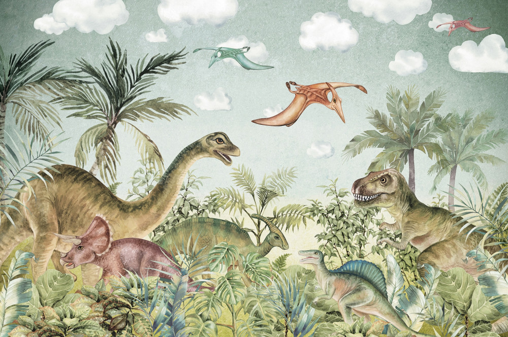 Fototapeta dinozaury na zielono