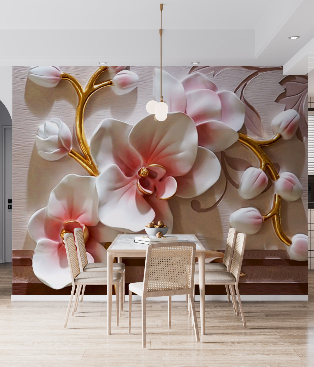 Fototapeta tekstura białych kwiatów orchidei