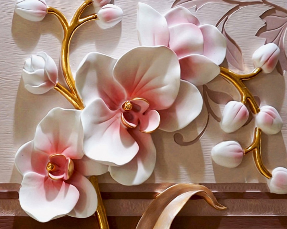 Fototapeta tekstura białych kwiatów orchidei