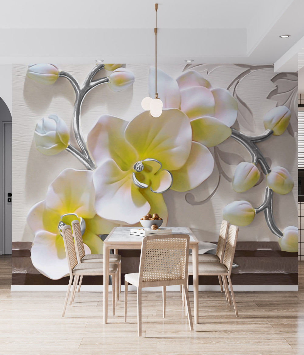 Fototapeta niezwykła biało-żółta orchidea