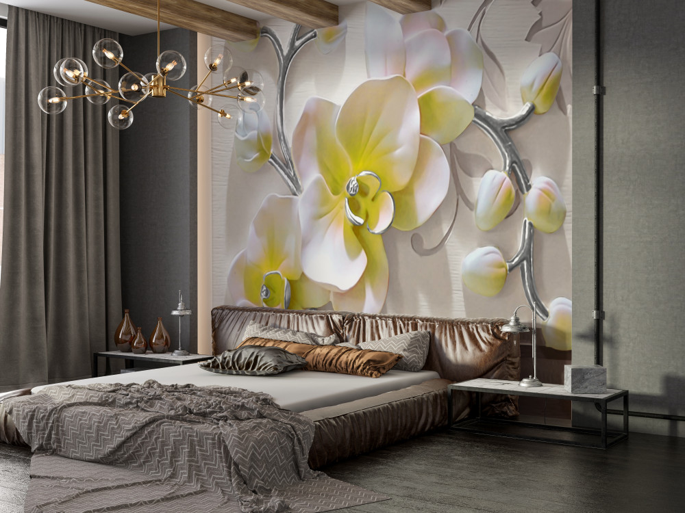 Fototapeta niezwykła biało-żółta orchidea