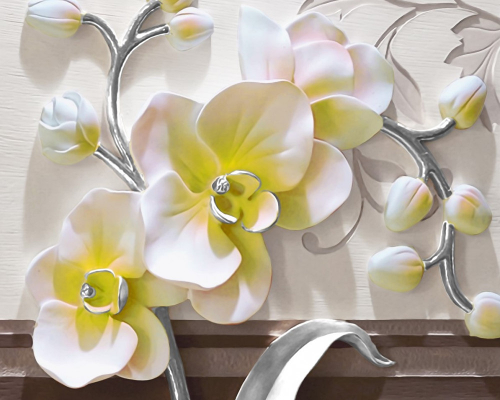 Fototapeta niezwykła biało-żółta orchidea